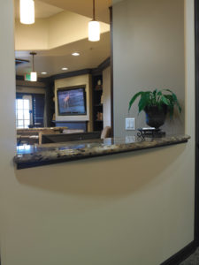 Check out – Separate area helps give privacy for checking out.