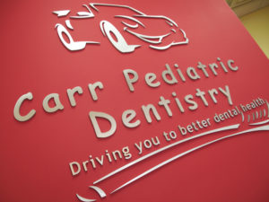 The use of a “car” as a branding logo for thebusiness reflects the Doctor’s name and adds an element of whimsy for pediatric patients.