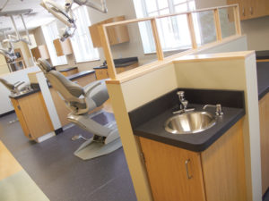 The operatory set up allows for the scheduling of more patients in a set timeframe. Large families can be accommodated so that each family member receives care at the same time.