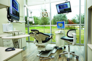 Treatment room overlooking windows
