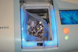 Figure 1. My pot of gold! This is a bag of blocks I milled with my E4D. I save the mandrels as a reminder of the number of teeth we have restored.