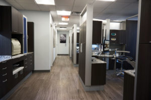 Hallway with sterilization and treatment room in site