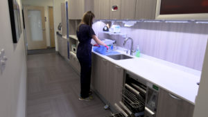 A centrally located, top-of-the-line sterilization area.