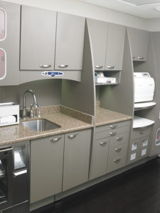 The walk-through Pelton & Crane steri-center is equipped with a Midmark M11 autclave.