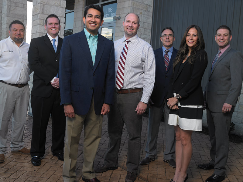 Left to right: Toby Martel, Equipment Service Technician; Casey Schulin, Equipment Sales Specialist; Dr. Ketan Sukkawala; Dr. Larry Kalke; Michael Herrin, Regional Manager; Chris Bell, Field Sales Consultant; Meredith Lucas, Digital Technology Specialist