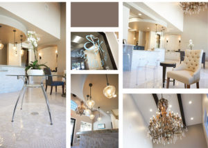 Image collage of the receotion area, decked out in complete luxury